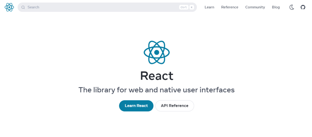 Tampilan landing page React