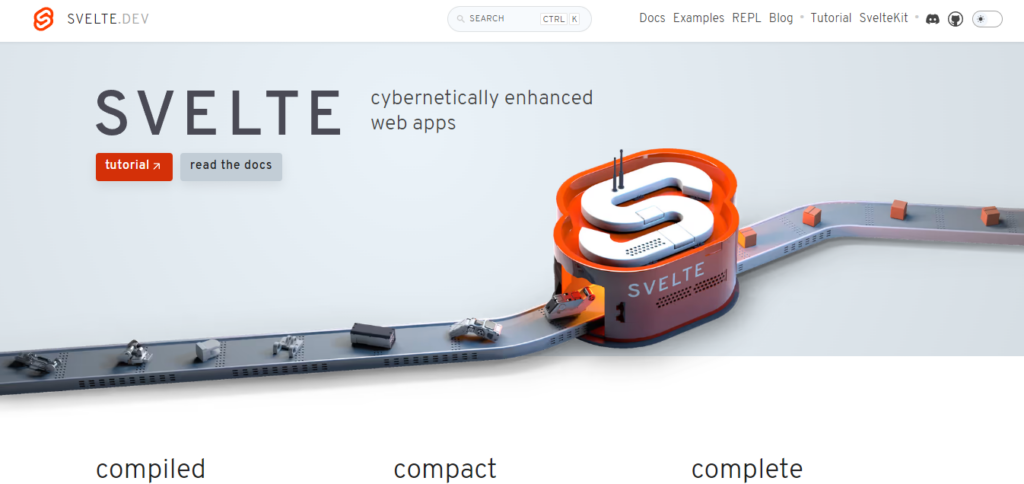 Tampilan landing page svelte
