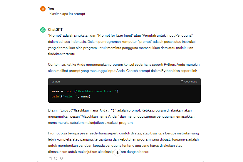 Contoh Direct Prompt
